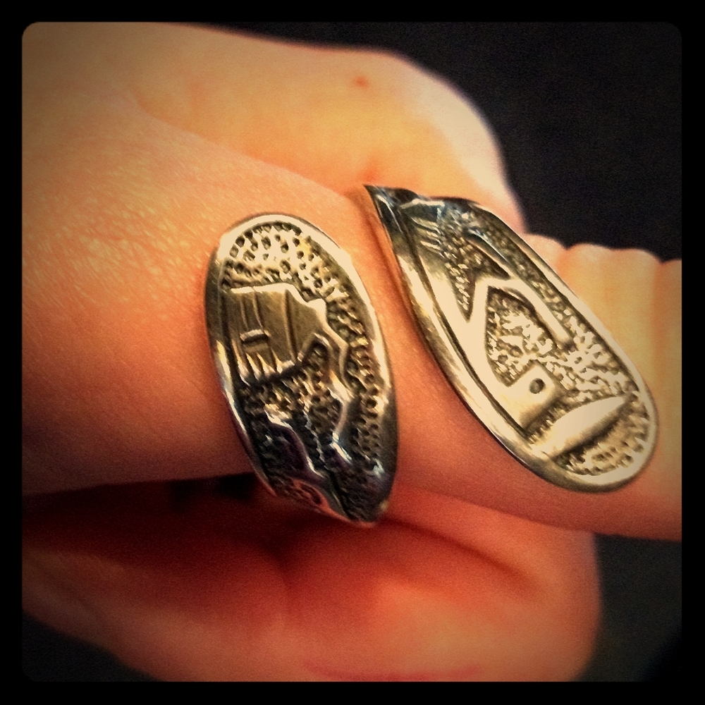 Sterling Silver Adjustable Spoon Ring Folksy - Picture 1 of 3